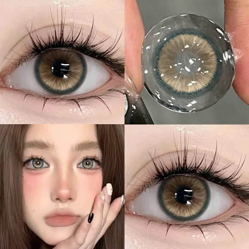 1pair Contact Lenses Brown Pupils with Degree Colored Korean Lenses Make up Fashion Lenses Fast Shipping Yearly Use