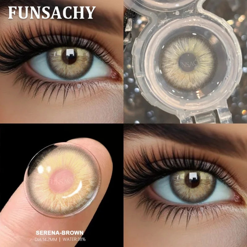 1 Pair New Color Contact Lenses Beautiful Pupil Fashion Soft Brown Black Small Diameter for Eye Grey Lenses for Student