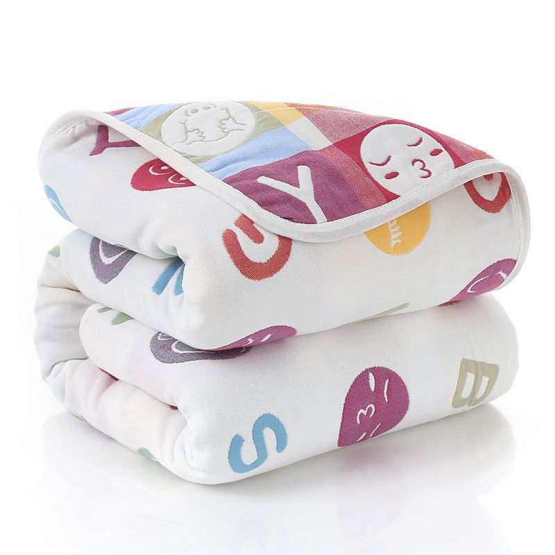 Summer bedspread 6 layer muslin towel cotton quilt children's baby plaid cool blanket air conditioning thin comforter 90