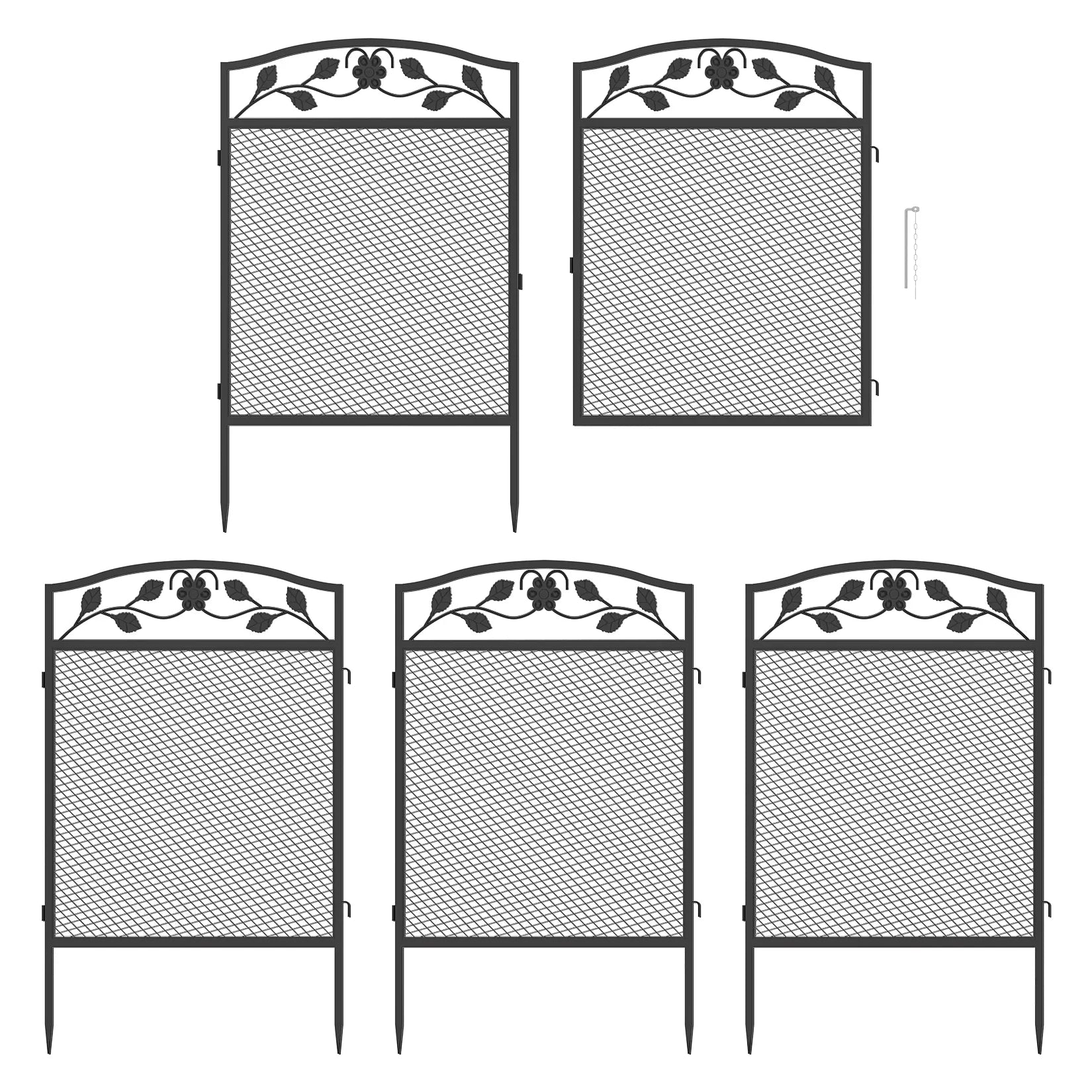 5pcs Heavy Duty Metal Garden Fence Decorative Fencing Panel for Pathway Entry