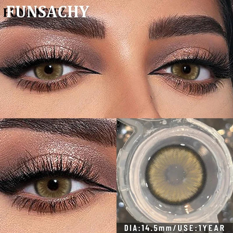 1 Pair Blue Color Contact Lenses for Eyes Women Makeup Pupils Natural Brown Gray Contact Lenses Beautiful Pupils Yearly