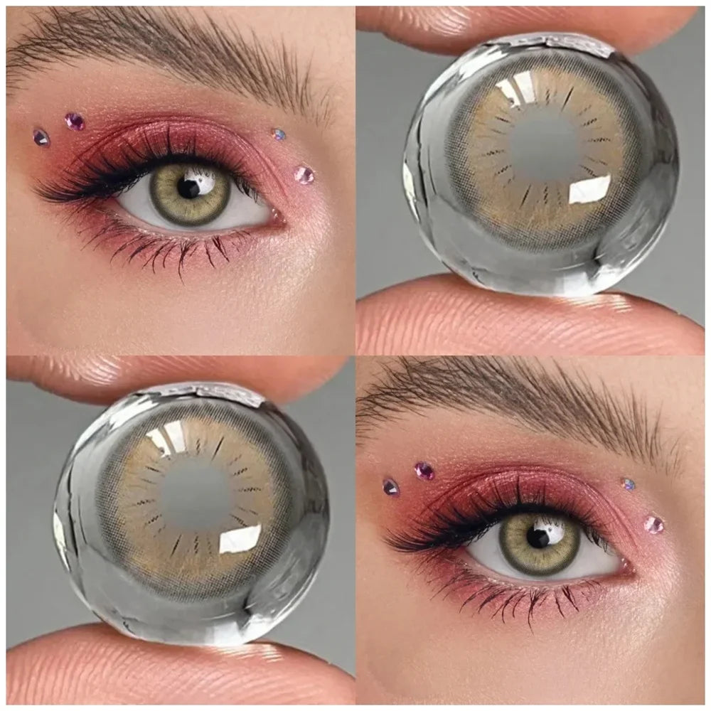 Contacts Colored Contact Lenses Lens Cosmetic Natural Brown 2Pcs 12 Months 1 Year Yearly Use