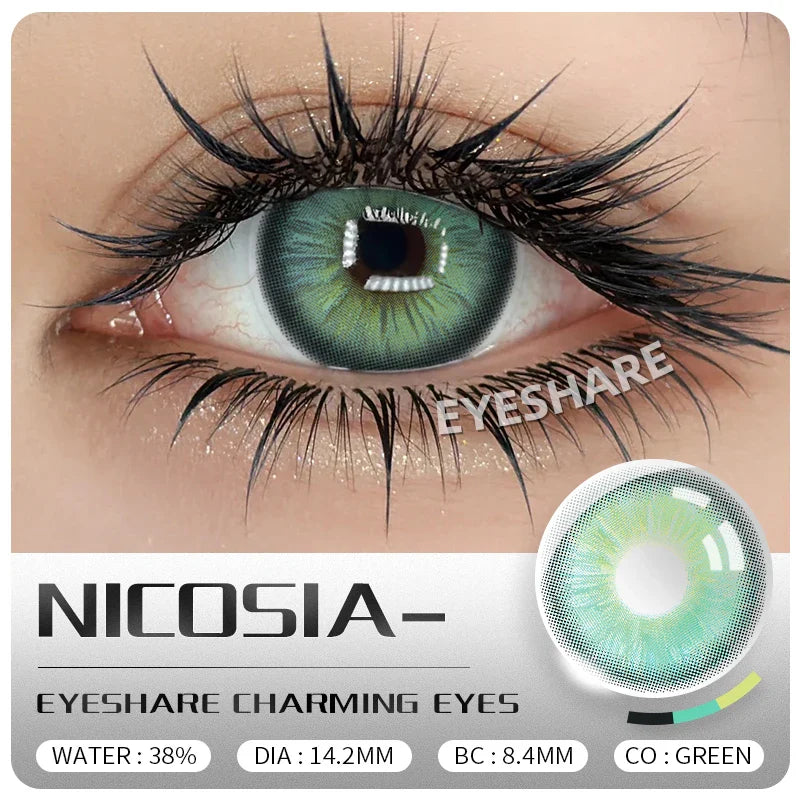 2Pcs Colored Contact Lenses for Eyes Natural Blue Eyes Lenses Gray Pupils High Quality Green Contacts Yearly Disposable