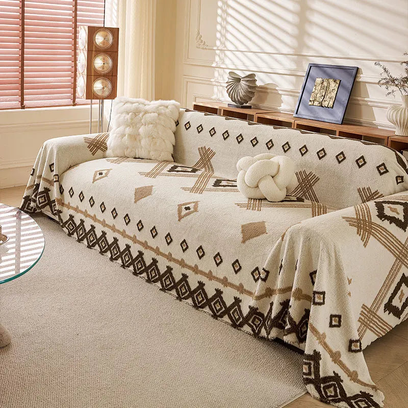 1PC-Bohemian style pet friendly sofa throw cover, scratch resistant, suitable for neutral living rooms, cat and dog friendly