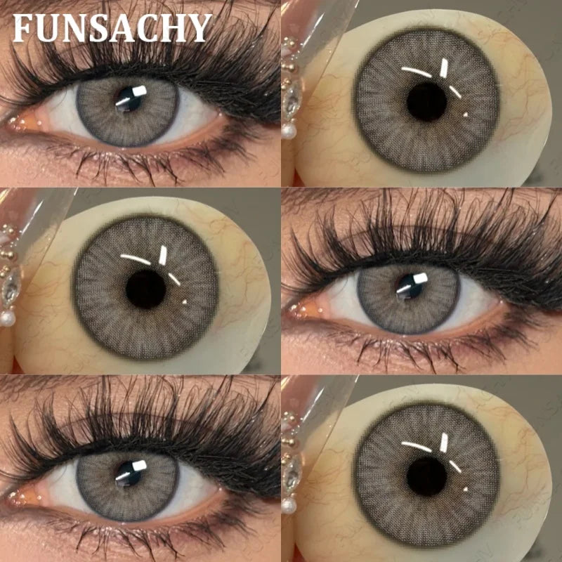 1 Pair Brown Color Contact Lenses Natural Eye Contacts Blue Colored Soft Lens Yearly Use Women Makeup Cosmetic Lenses