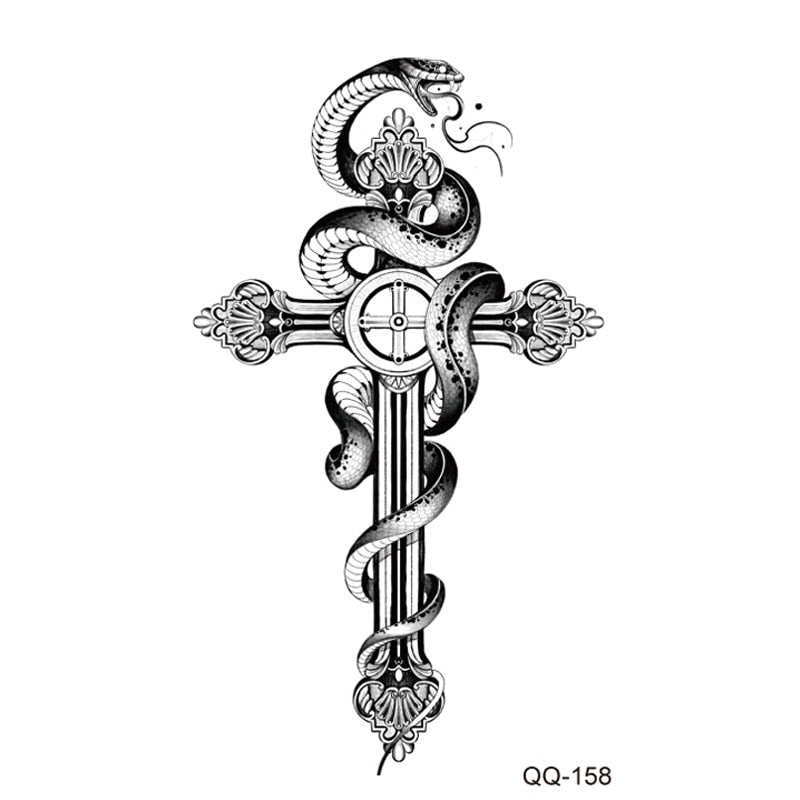 Waterproof Temporary Tattoo Stickers Butterfly Snake Rose Flower Gun Dark Flash Small Women Body Art Wrist Neck Fake Tattoos Men