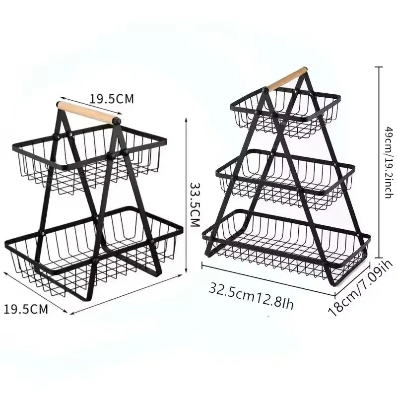 New Portable Iron Kitchen Storage Rack Multifunctional Fruit Basket Multi-layer Snack Storage Shelf