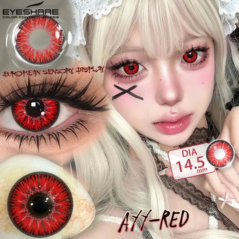 1 Pair Cosplay Colored Contact Lenses Red Lenses Halloween Blue Beauty Makeup Eyes Lenses Anime Purple Eyes Contacts