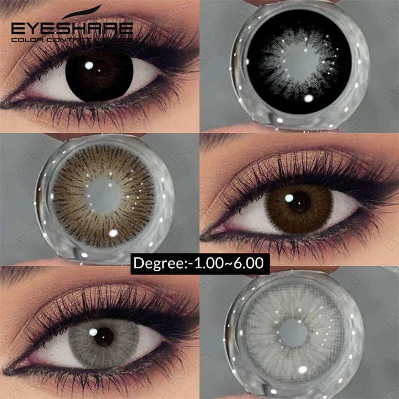 Black Myopia Lenses Natural Colored Contact Lenses with Degree Gray Lens with Prescription High Quality Brown Contact