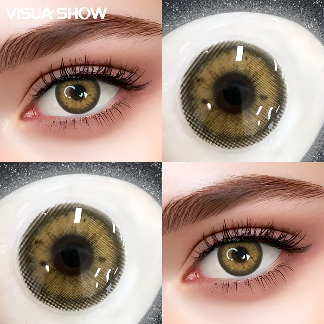 14.20mm Korean Style Blue Colored Contact Lenses, Natural Brown Cosmetic Lens for Women Daily Makeup,6 Months Use