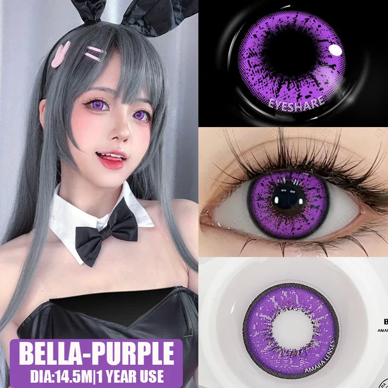 Contact Lenses 1 Pair Green Lenses Red Lens Cosplay Colored Lenses Anime Blue Lens Halloween Colorful Makeup Eye Cosmetic