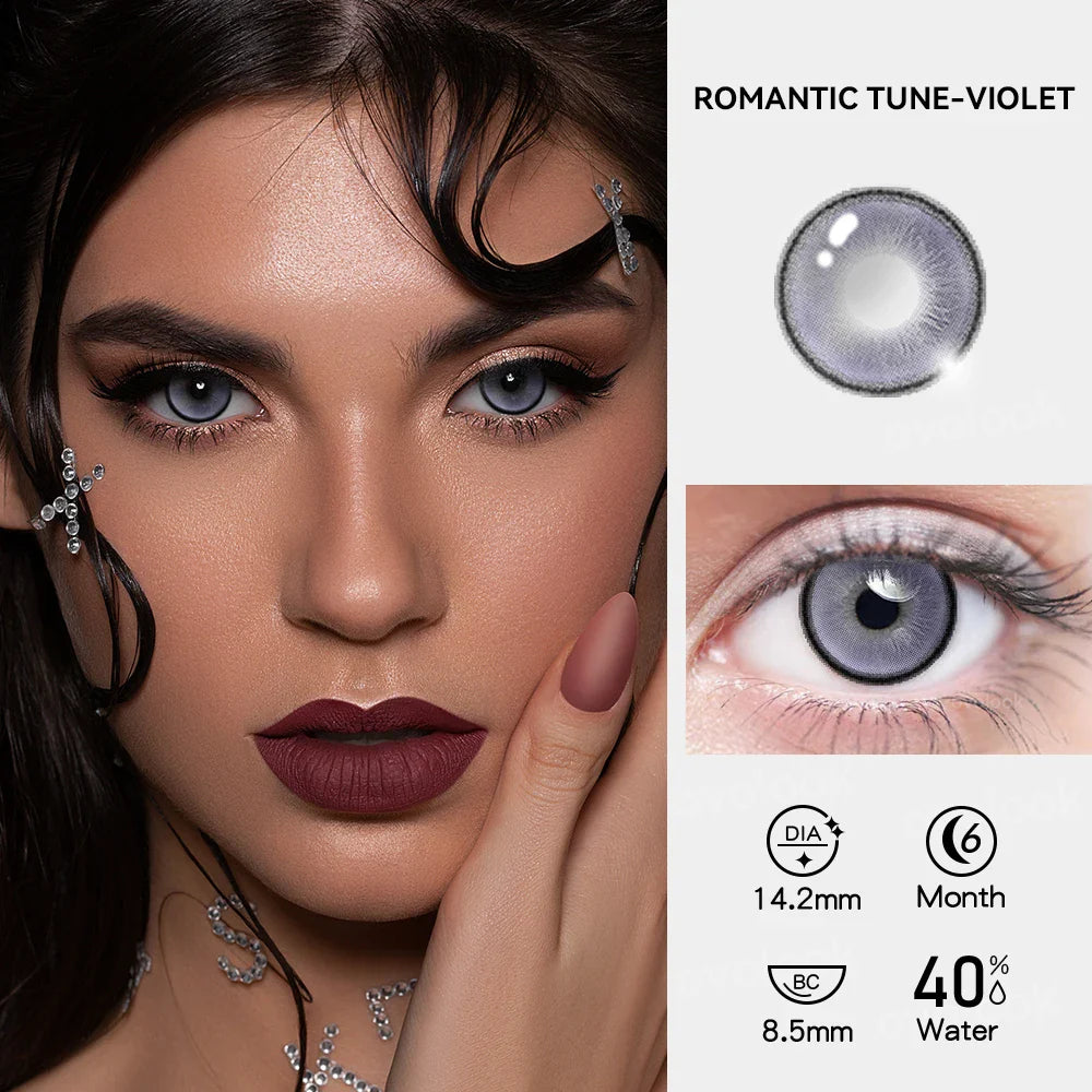 1 Pair Myopia Prescription Colored Contact Lenses Fashion Lens Beauty Pupils Blue Eye Color Lenses Purple Eye Lenses