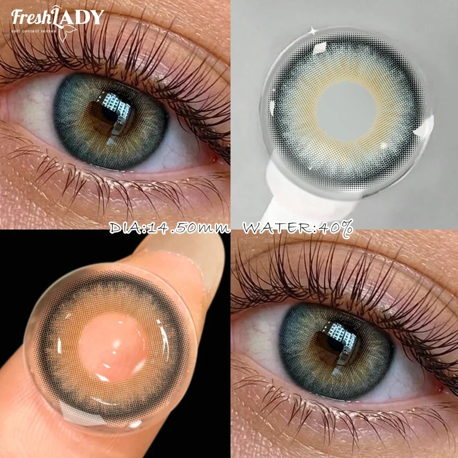 1 Pair Colored Contact Lenses Natural Pupils Eyes Contact lenses Gray Soft Contacts 14.50mm