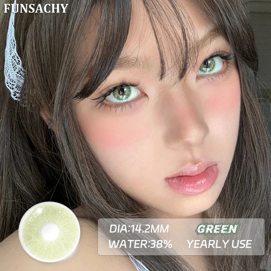 1pair Colorcon Contact Lenses Green Color Lens Natural Brown Eye Contacts Gray Pupils Beautiful Cosmetic Yearly Lenses