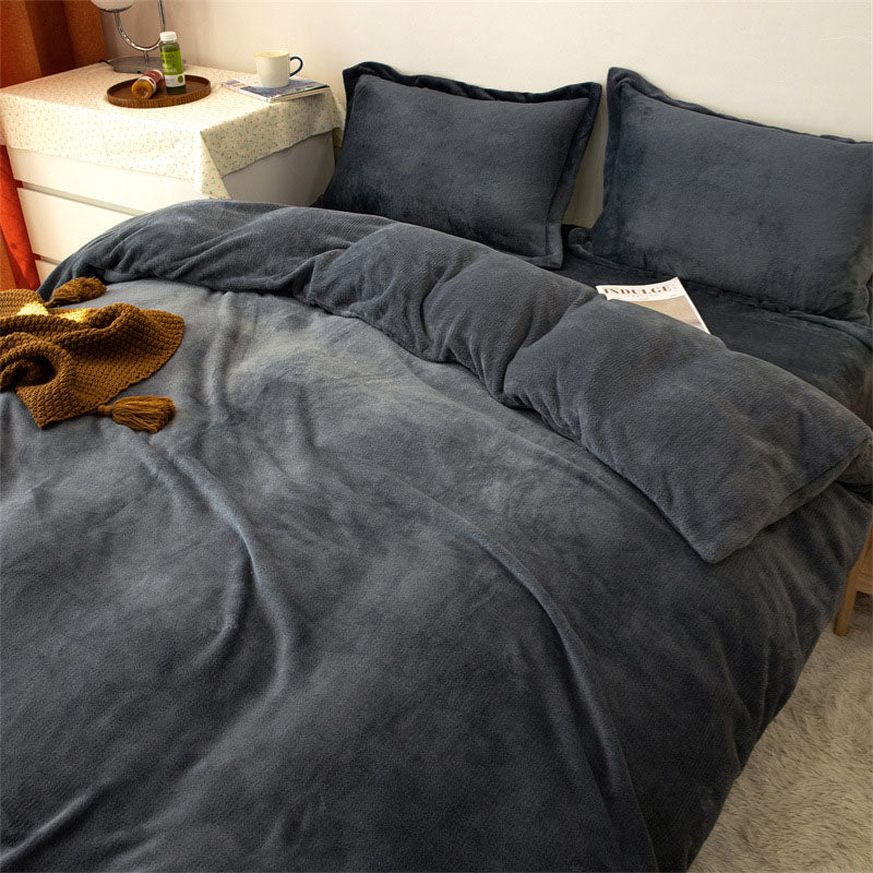 Winter Warm Duvet Cover Queen Size Bed Coral Fleece Quilt Cover King Size Bed Flannel Comforter Case Flannel Blanket Bedding