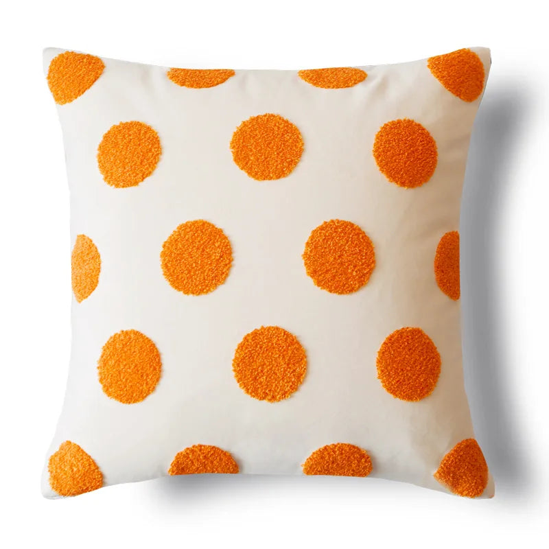 Orange Pillowcase Love Embroidered Pillow Round Spot Pillow 45x45 for Home Sofa Embroidered Cushions Covers Warm Color