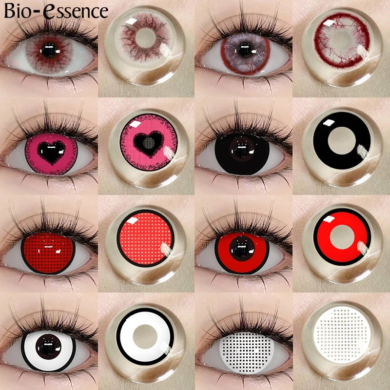 1 Pair Hallowee Contact Lenses for Eyes Cosplay Lenses Anime Lenses Anime Accessories  Lenses Black Lenses Pink Lens