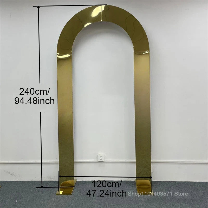 1pcs/3pcs Shining Gold Mirror Chuppah Acrylic Backdrop Stand for Wedding Decoration Flower Stand Walkway Pillar 2M/2.4M Tall