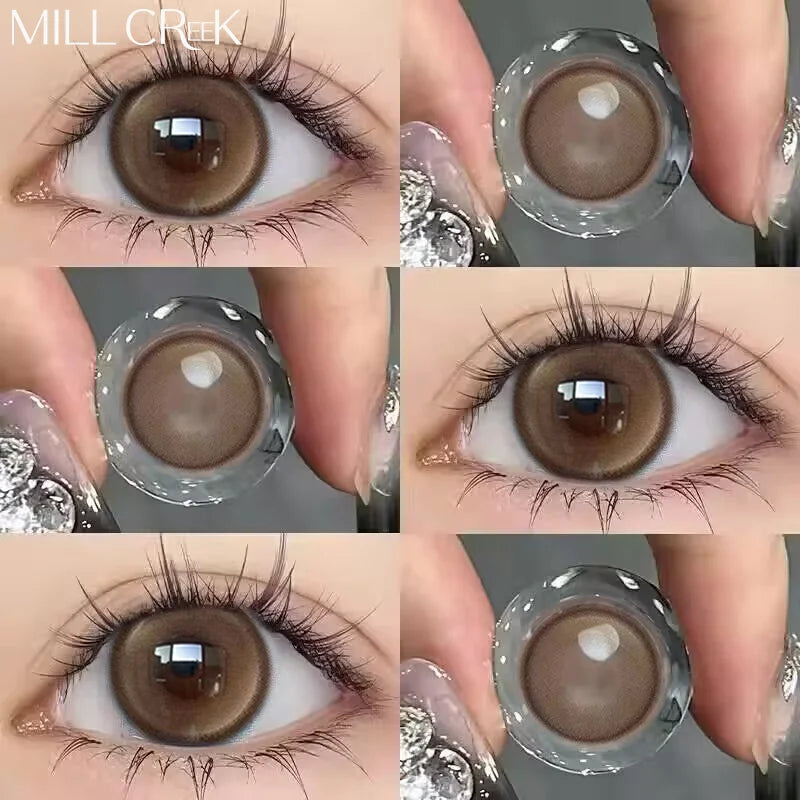 2PCS Myopia Eye Brown Lenses Contact Lenses for Eye Natural Brown Pupils Beauty Cosmetic Contacts Color Lenses Yearly