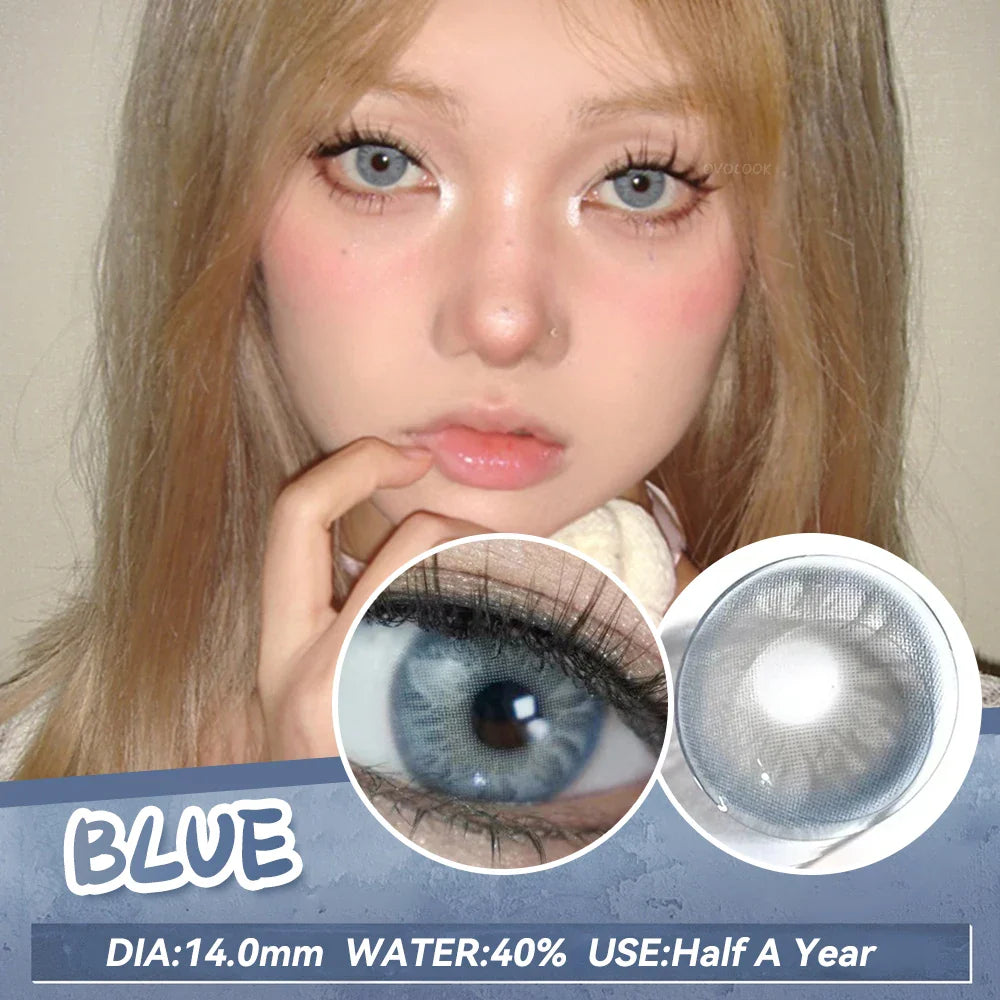 (2pcs)1Pair Myopia Color Contact Lenses for Eyes Fashion Prescription Lenses Beauty Pupils Blue Green Brown Grey Lenses