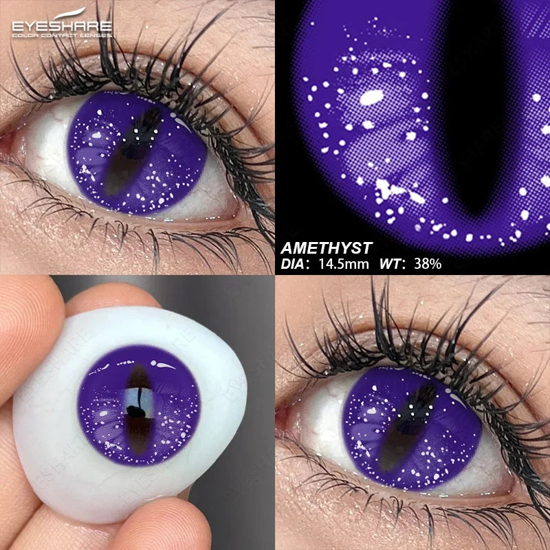 1 Pair Colored Contact Lenses for Eyes Cosplay White Lenses Black Eye Anime Lenses Halloween Cosmetic Cosplay Lenses