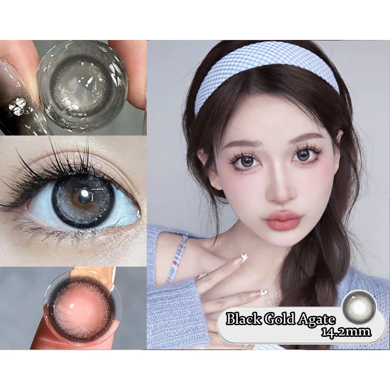 1 Pair Colored Contact Lenses for Eyes Natural Prescription 0~-8.00 Myopia Beauty Pupil Blue Colored Eyes Korean Lenses