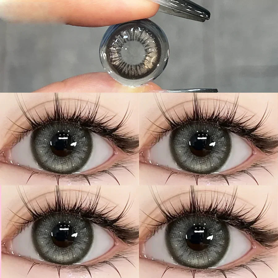 1pair Color Contact Lenses For Eyes Color Yearly Natural Amber Gray Lens Cosmetic Soft Glasses Beauty Fashion Pupil with Lenses