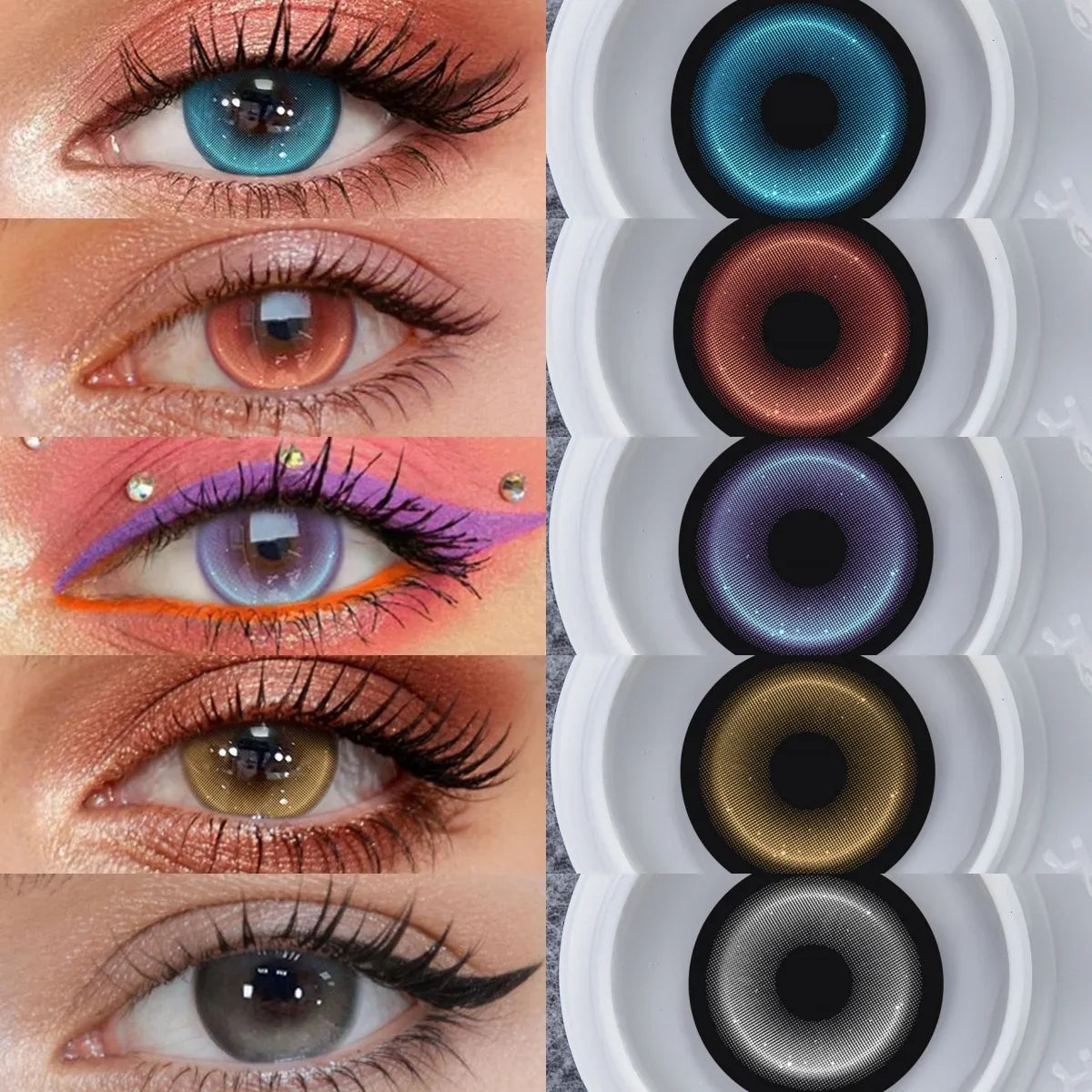 14.2mm Half Yearly Colored Contact Lenses Multichrome Natural Anime Cosplay Contacts for Daily Eye Beauty