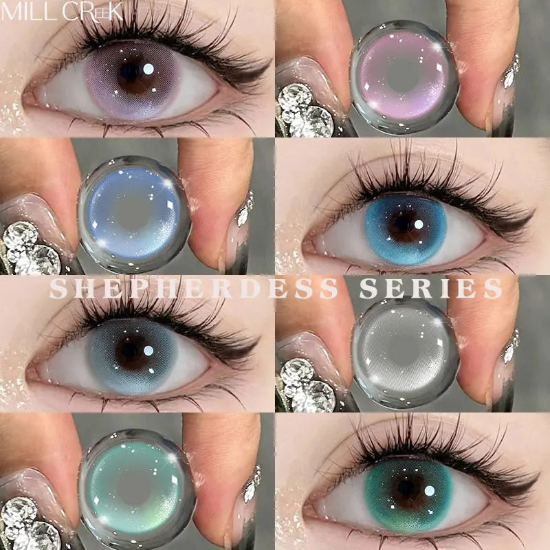 New 1pair Cosplay Colored Contact Lenses 2Pcs Myopia Halloween Anime Cyber Pink Color Contacts with Power 6-12 Months