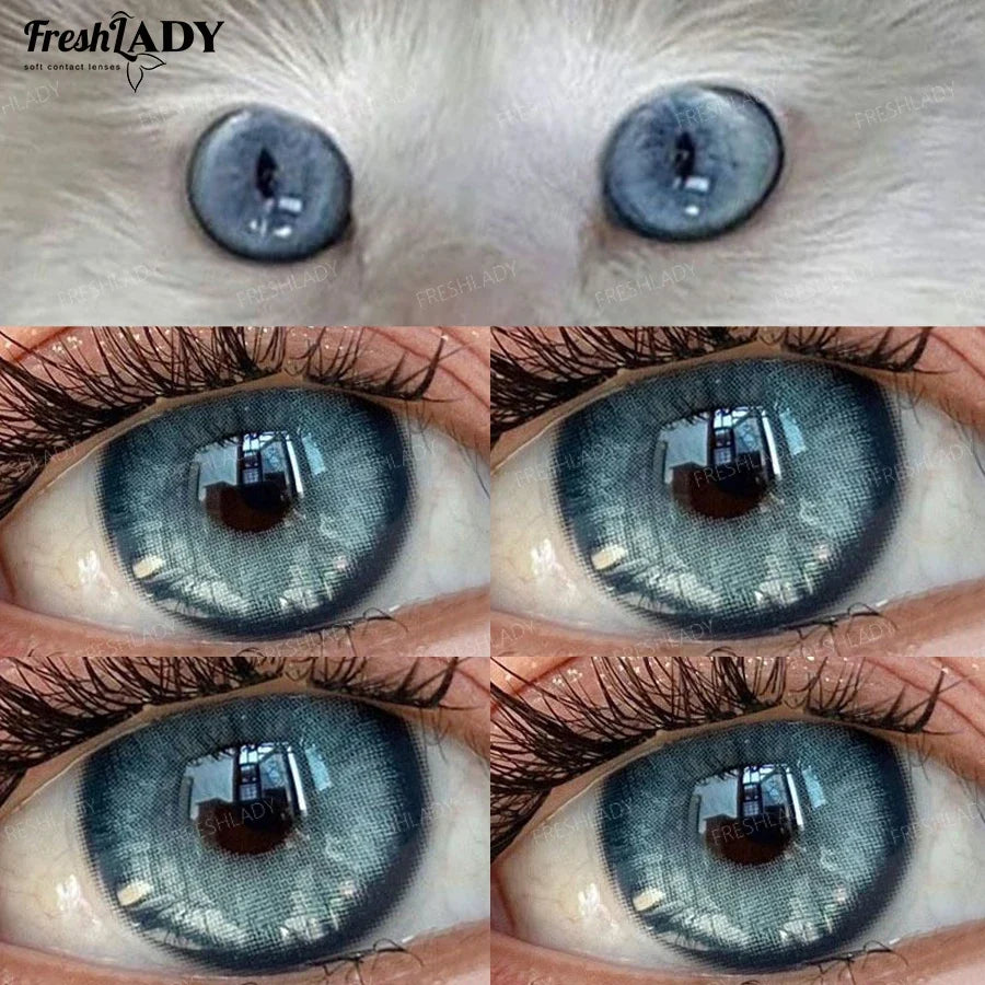 1 Pair Najia Series Colored Contact Lenses Natural Brown Pupils Blue Eyes Contact lenses Gray Soft Contacts 14.20mm
