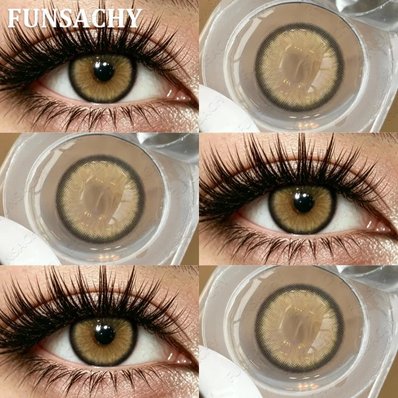 2Pcs New Colored Contact Lenses Grey Blue Green Series Soft And Comfortable BrownContact Lenses Yearly Beautiful Pupils