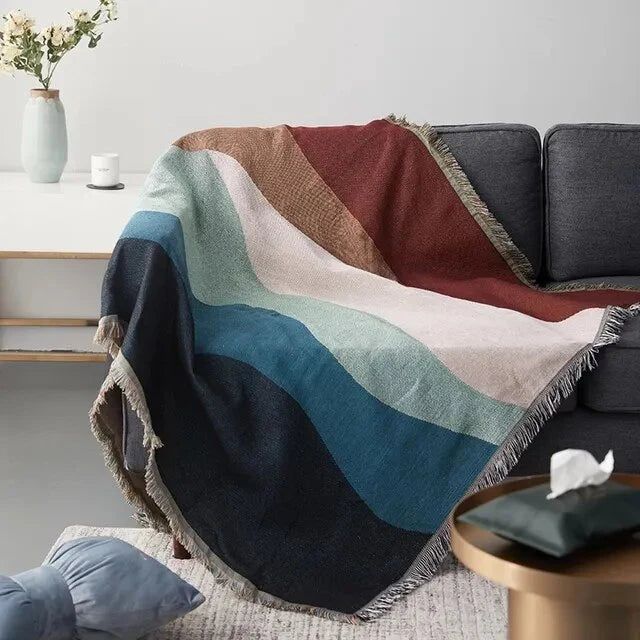 World map Cotton Bohemian Plaids Home Blanket Knitted Dustproof Sofa Cover Blanket Anti-Slip Decorative Blankets For Tea Table