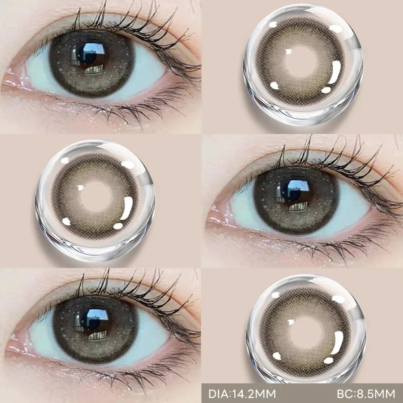 2PCS Contact Lenses Myopia Prescription Lenses With Diopters Grey Colored Contacts for Eyes Cosmetics Beauty Pupil