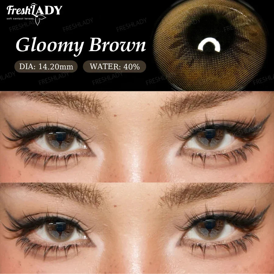 1 Pair Gray Colored Contact Lenses Natural Brown Pupils Eyes Contact lenses Soft Contacts 14.20mm