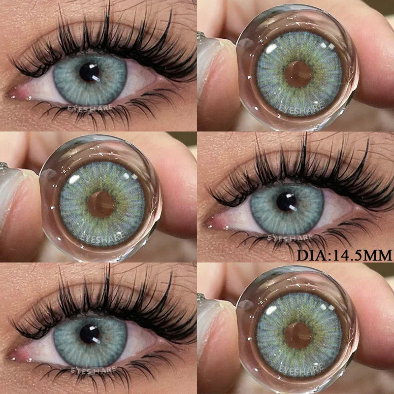 Color Contact Lenses For Eyes 1pair Yearly Natural Eye Green Color Lens Cosmetic Soft Eye Lenses Beauty Pupils Blue Lenses