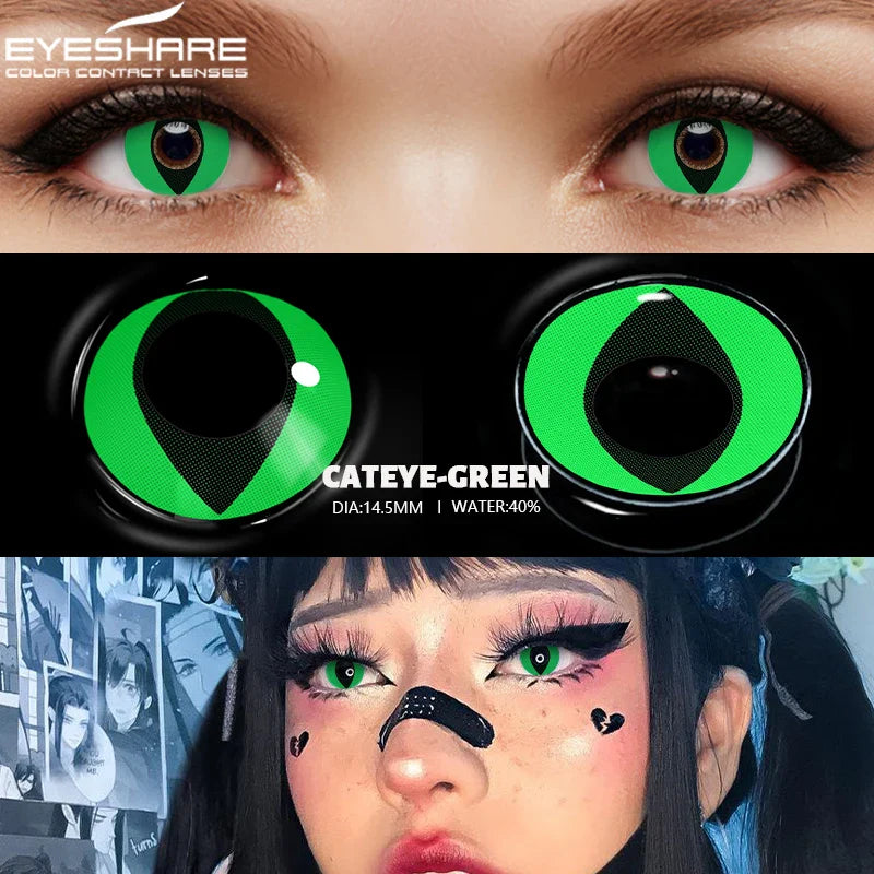 1 Pair Cosplay Contact Lenses For Eyes Beauty Pupils Crazy Halloween Colored Contact Lens Fashion White Cat Eye Soft Lense
