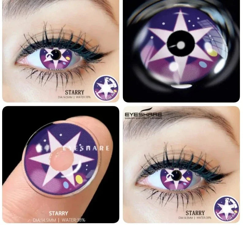 1pair Halloween Contacts Lenses Color Contact Lenses for Eyes Yearly Anime Cosplay Contacts White Lenses Black Lenses