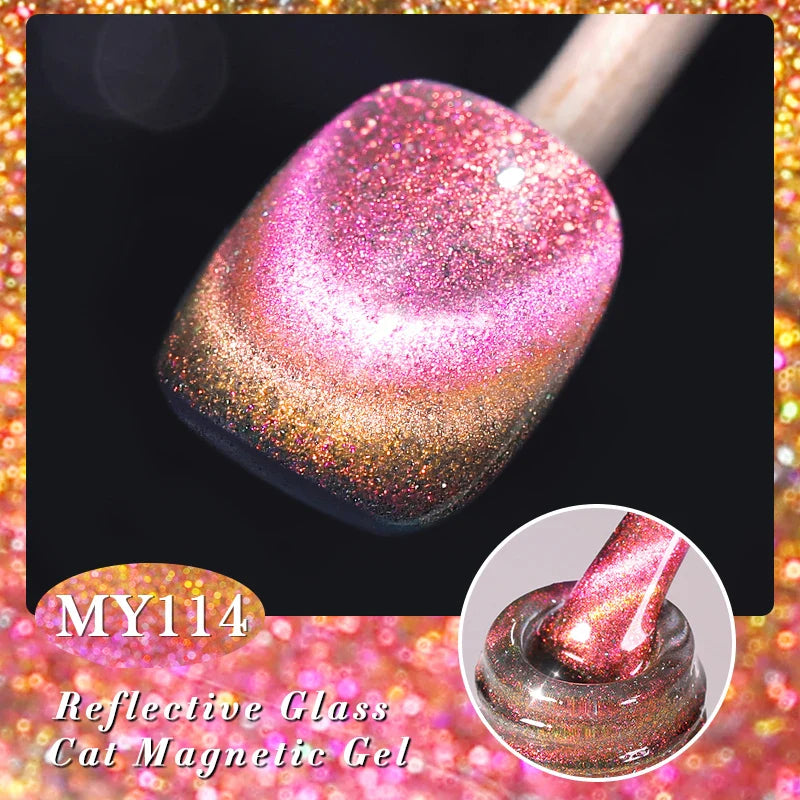 BORN PRETTY 10ml Black Glass Cat Magnetic Gel Nail Polish Ultra Shine Gold Silver Glitter Soak Off UV LED Gel Nail Art Varnish