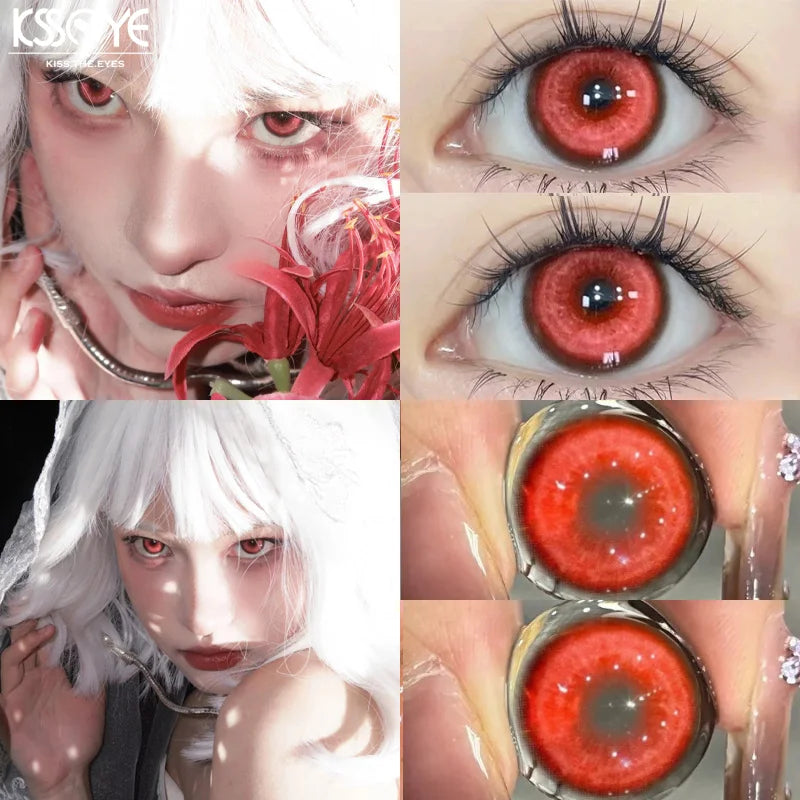 1 Pair Korean Pink Lenses Colored Contact Lenses with Degree Myopia Lenses Butterfly Series Lens Natural Fashion Lens