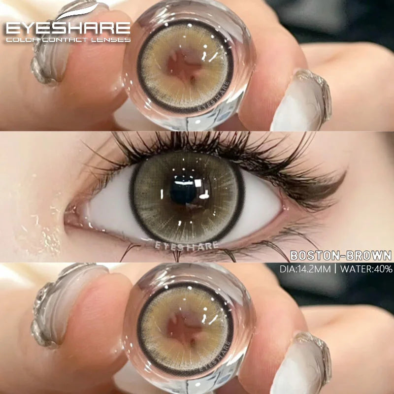 Ikeehome  2pcs Colorful Contact Lenses for Eyes Brown Lenses Colorcon Lenses Beauty Gray Eye Contacts Lens Yearly Blue Lenses