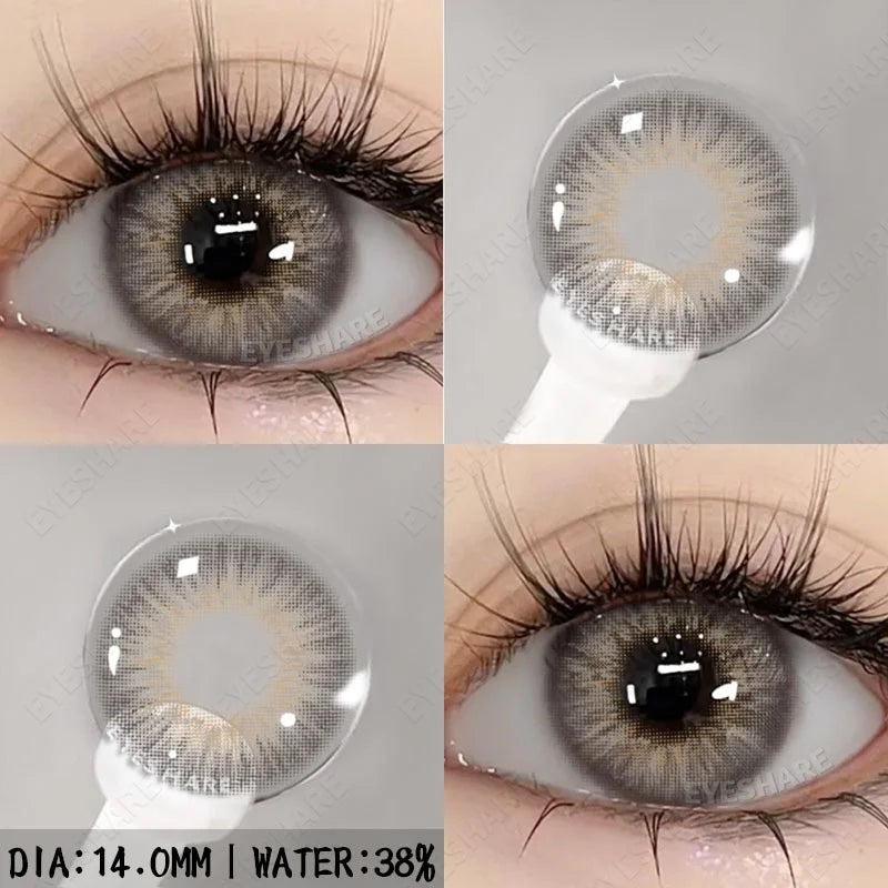 Ikeehome  2Pcs Color Contact Lenses with Eyes Natural Blue Contact Lenses Brown Pupils Beauty Gray Lenses Yearly Green Contacts