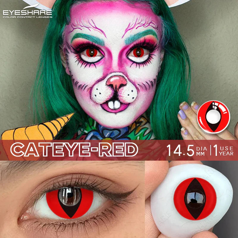 1 Pair Cosplay Contact Lenses For Eyes Beauty Pupils Crazy Halloween Colored Contact Lens Fashion White Cat Eye Soft Lense