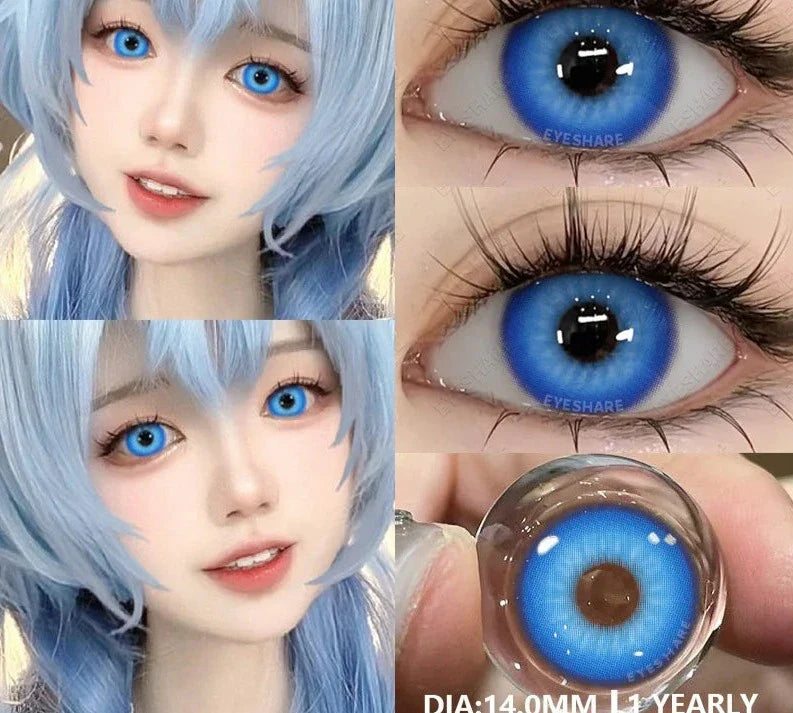 1Pair New Cosplay Colored Contact Lenses for Eyes Pink Lenses Blue Lens Eye Color Lens Yearly Halloween Contact Lenses