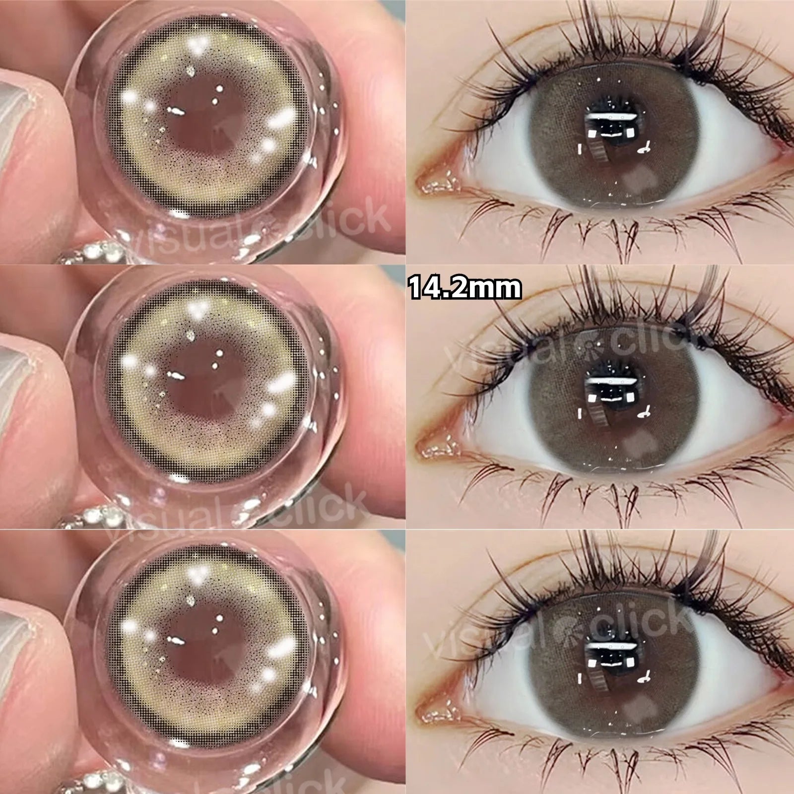 VisualClick Colored Contact Lens Nature Brown 2Pcs/Pair Year New Lenses with Myopia Degree Grade 0.00- 8.00 Soft Lens