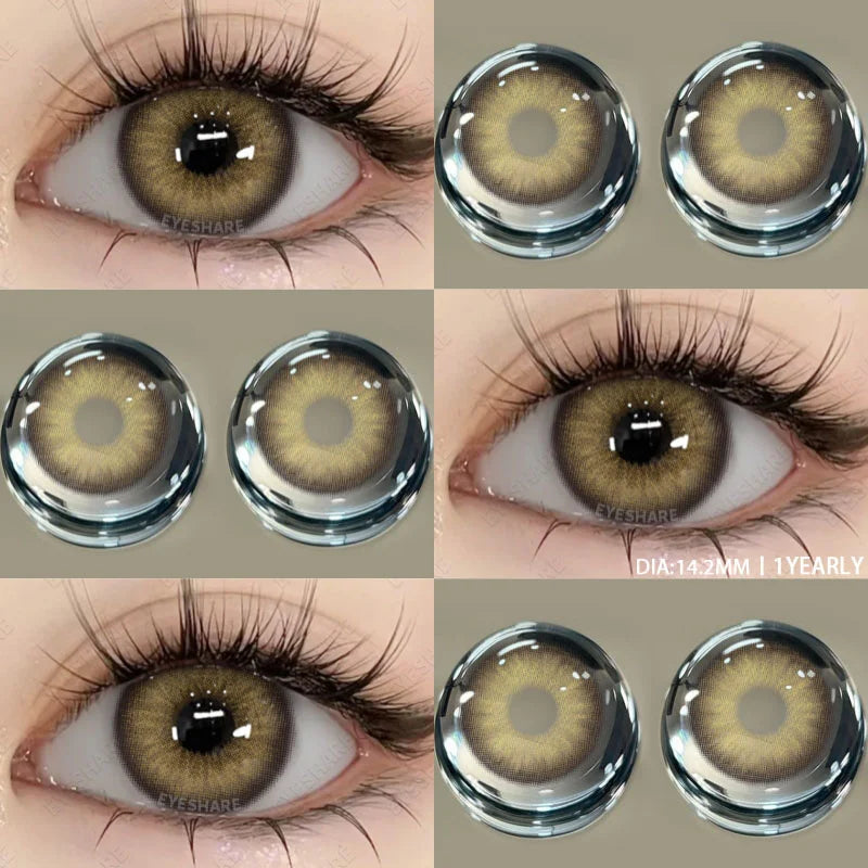 1Pair Color Contact Lenses for Eyes Natural Brown Lenses Fashion Blue Lenses Green Eye Contacts Yearly Use Eye Lens