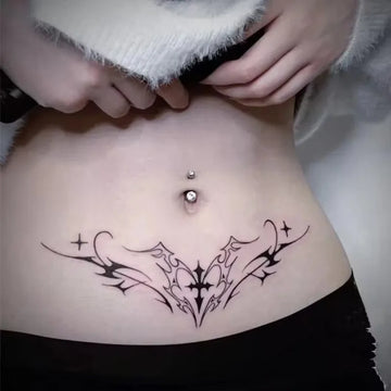 Black Succubus Tattoo Stickers for Women Abdomen Sexy Art Temporary Tattoos Waterproof Fake Tattoo Lasting Cover Scars Stickers