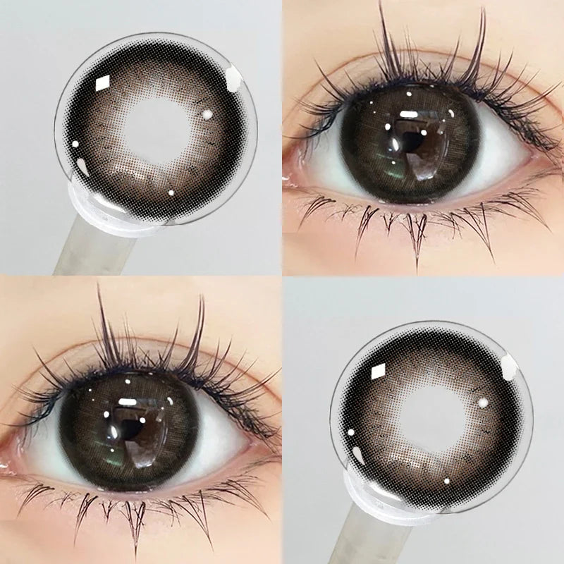 1 Pair Brown Eye Lenses Korean Natural Lenses Color Contact Lenses Eyes with Degree Gray Beautiful Pupil Fast Shipping