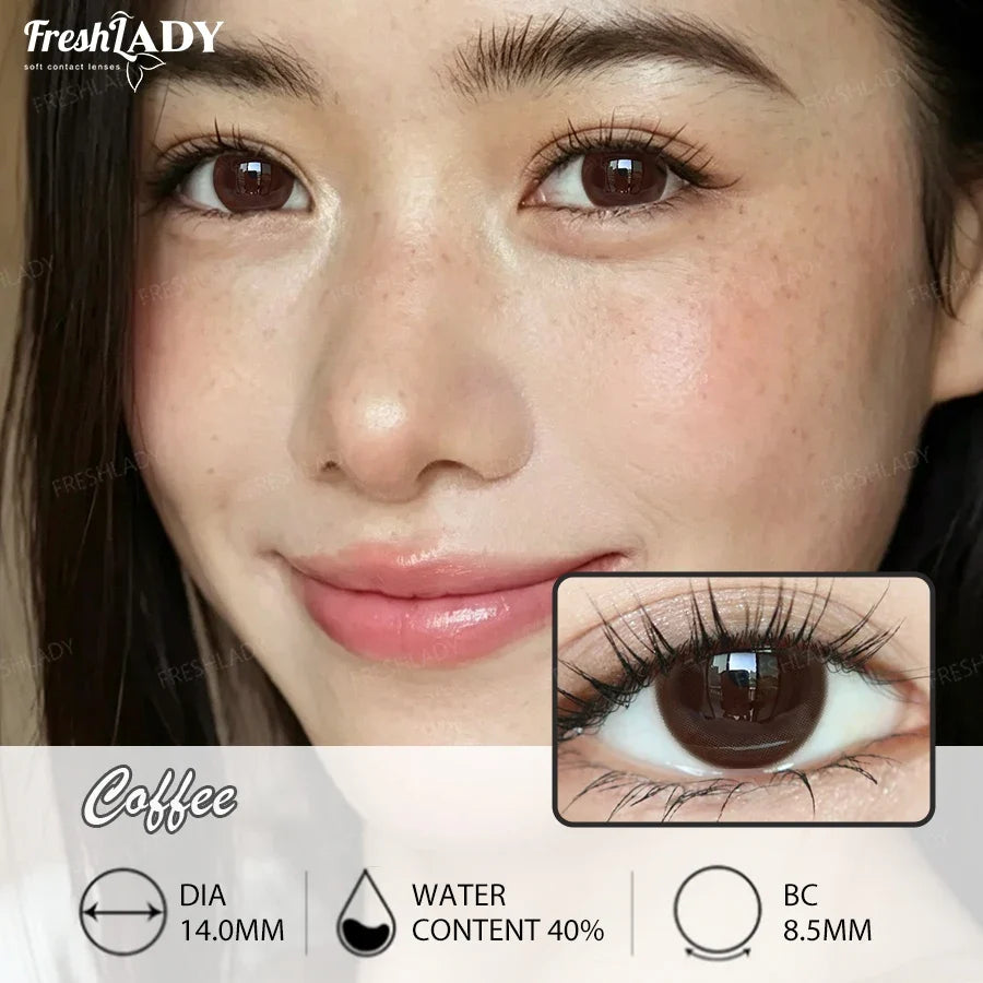 1 Pair Black Colored Contact Lenses Natural Brown Eyes Lenses Yearly Beautiful Pupils Cosmetic Lenses
