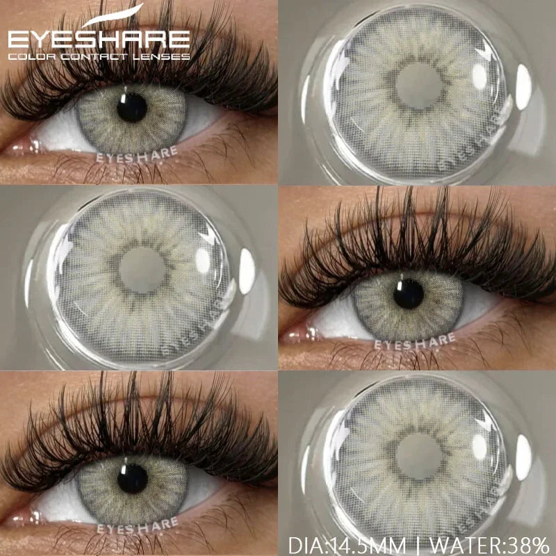 1 Pair Natural Colored Contact Lenses with Prescription Myopia Lenses Green Contacts Fashion Brown Lenses Gray Pupils