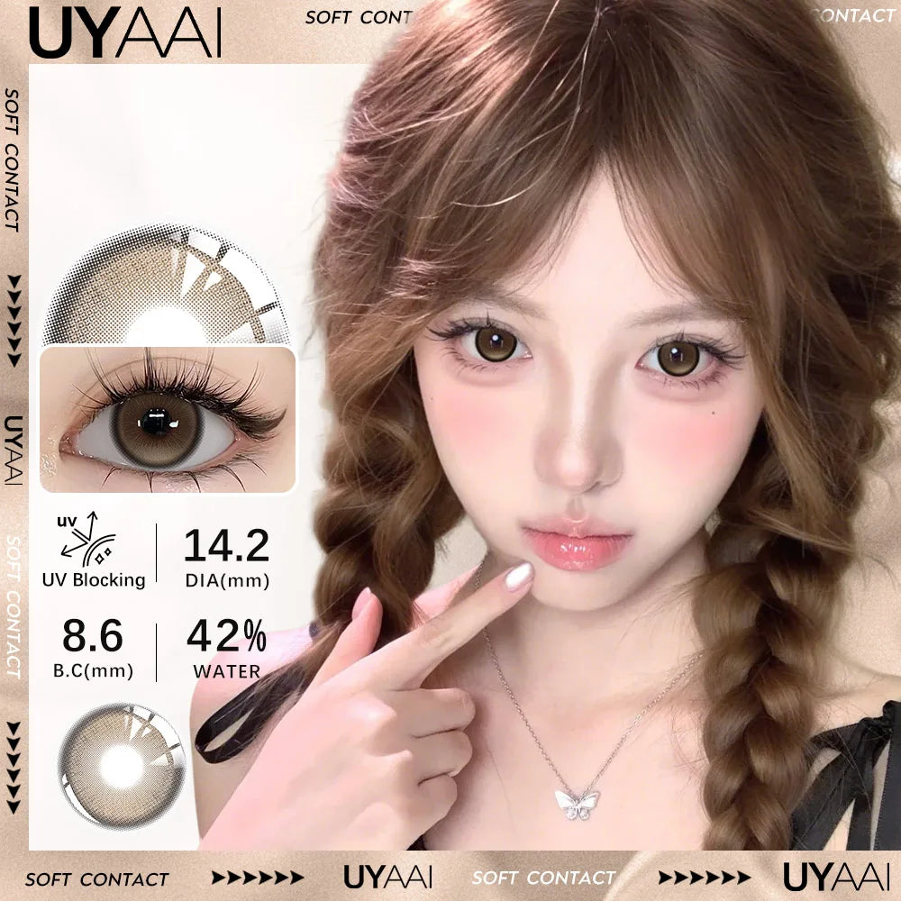1 Pair New Color Contact Lens Natural Pupils Green Lens Makeup Colored Pupils Gray  Brown Contact Lenses y2k Beauty